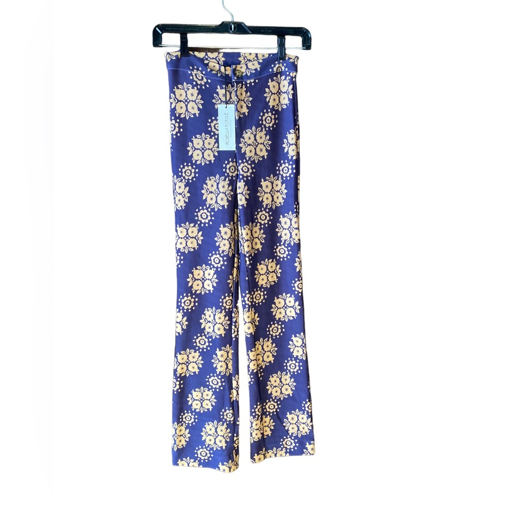 NWT Novella Royale Purple & Tan Floral Pants Made of 90% Rayon 10% Spandex